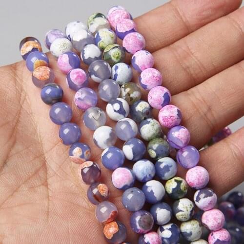 New Fashion 6 8 10mm Natural Stone Fire Dragon Veins Agates Beads Round Loose Beads For Jewelry Making Charms Bracelet Necklace