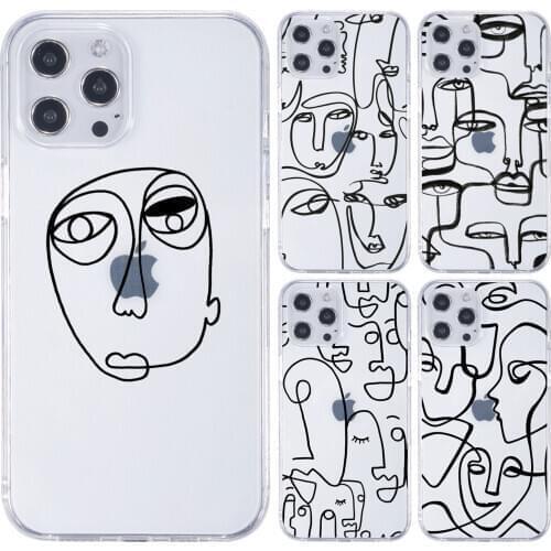 Clear Case Abstract Line People Silicone TPU Phone Case For iPhone 12 Mini Pro 11 X XR Max 7 8 Plus Boys Girls Gift Phone Case