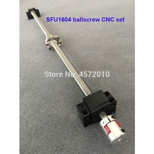 SFU1604 Ball screw set 200 300 400 500 600 mm with end machined + 1604 ballnut + BK/BF12 end support +Nut Housing + CNC parts