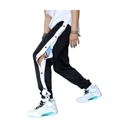 Sports-breasted Trousersbuttoned Casual Long Mens Autumn Wear Footwear Hip-hop Loose Drape Wide-leg Basketball Pants Joggers
