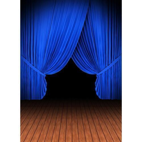 Blue Curtains Stage Vinyl Cloth Photo Backdrops Photocall for Music Drama Computer Print Photography Background For Photo Studio