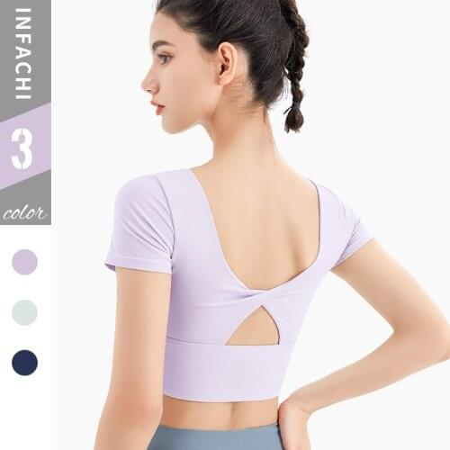 High-intensity wide-strap sports bra yoga underwear women shockproof outer wear running vest sponge short sleeves