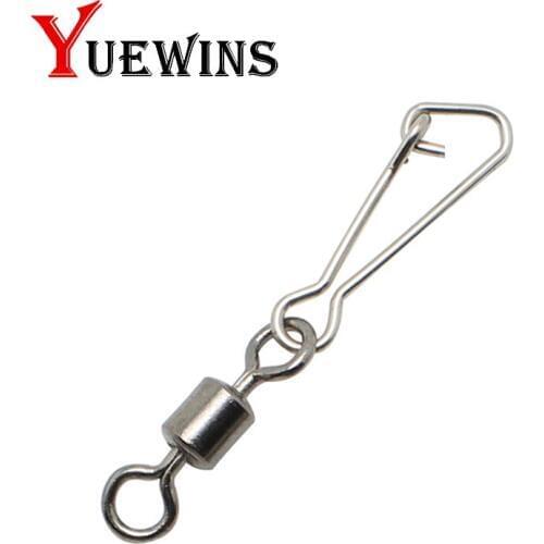 Yuewins 20pcs Fishing lure Rolling Swivel with Nice Snap Sea Fishing Stainless Steel Connector Fishing Accessories QA298