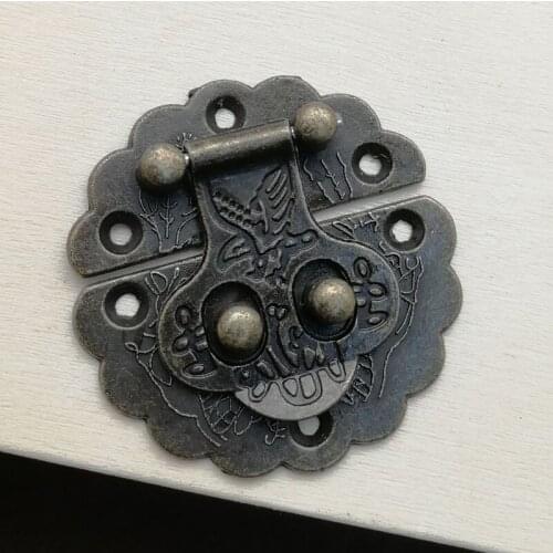 2pcs Antique Bronze Alloy Padlock Hasp Lock Decorative Jewelry Gift Wooden Box Suitcase Round Hasp Latch Hook With Screws