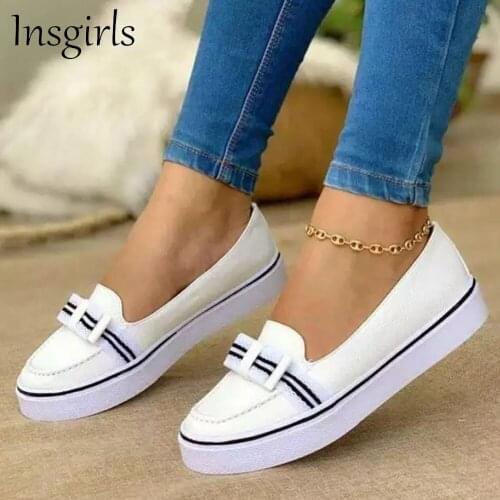 2021 Autumn Sneakers Women British Style Bowknot Pointed Toe Ladies Slip On Comfy Loafers Home Outdoor Office Casual Flats