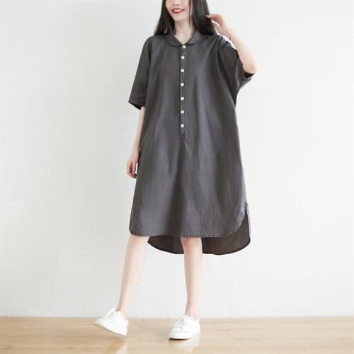 Women Loose Thin Dress Female 2021 Summer Dress Ladies Solid Color Irregular Length Dresses