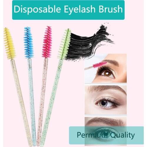 100pcs crystal handle Eyelash Brushes Makeup Brushes Cosmetic Disposable Mascara Wands Applicator colorful Makeup Tool Soft Head