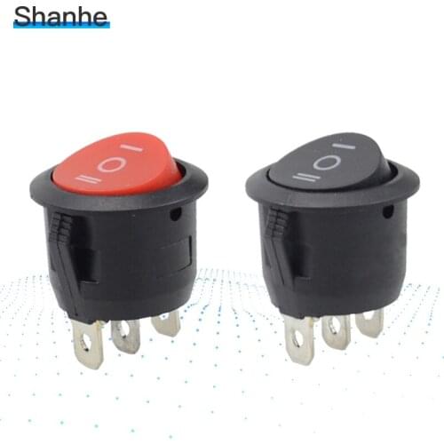 5pcs Black & red Round rocker switch ON-OFF-ON