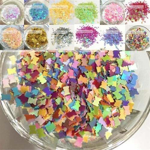 5000Pcs(50g) 3*5mm Lovely Bear shape PVC loose Sequins Paillettes for Nail Art manicure/wedding decoration confetti