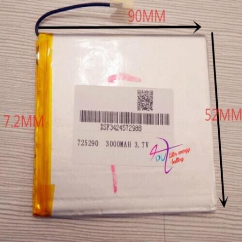 705090 3.7v 3000mah 725290 Lithium Polymer Battery With Board For Pda Tablet Pc Digital Product Free Shipping