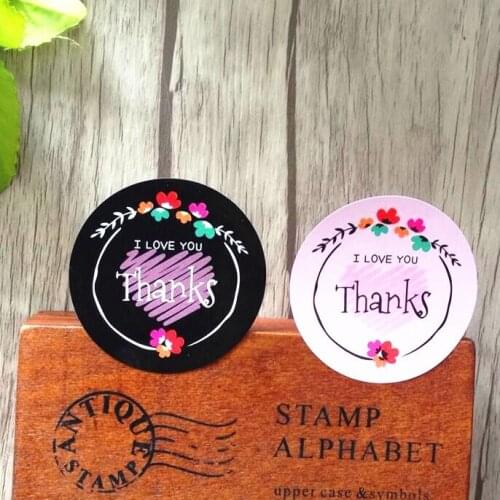 80pcs/lot Lovely Round Thanks I LOVE YOU Handmade Cake Packaging Sealing Label Kraft Sticker Baking DIY Gift Stickers