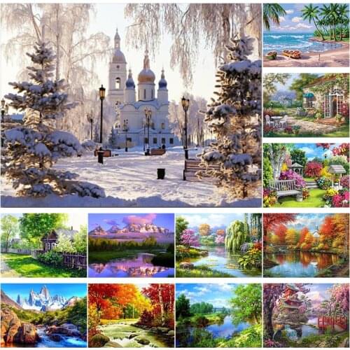 DIY Scenery 5D Diamond Painting Kit Full Round Drill Diamon Embroidery Complete Set Cross Stitch Wall Decorative Paintings