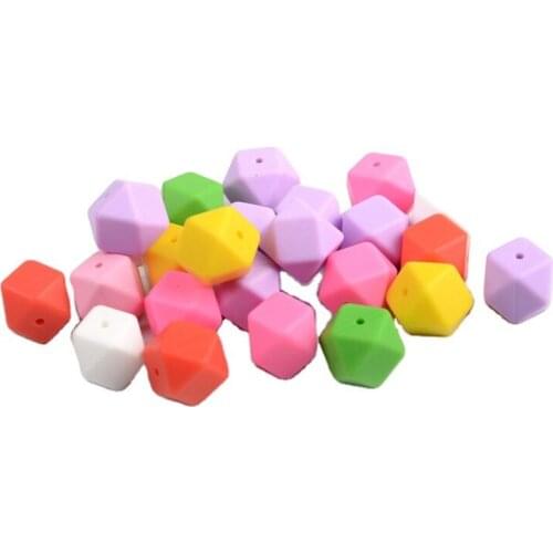 Silicone Molar Beads Edible Silicon 17mm Hexagon Beads Mixed Batch Multicolor Scattered Beads jewelry making supplies