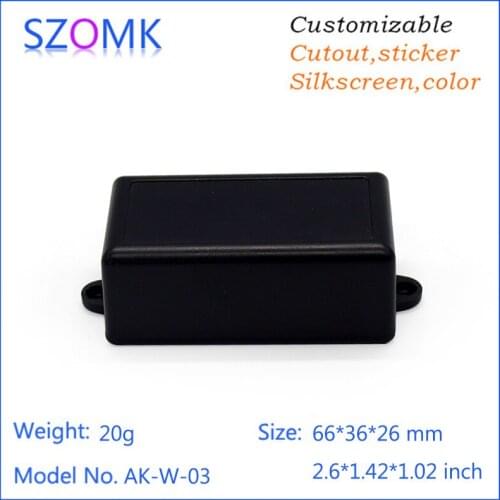 One piece plastic project housing case in Black color could be walled up pcb 66*36*26 mm design instrument enclosures
