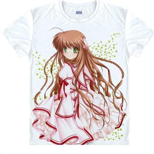 Coolprint Japanese manga Rewrite T-Shirts anime shirt of Kanbe Kotori and Senri Akane, colorful Printing Shirt Novelty