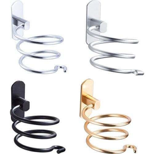 D5 Hair Dryer Holder Wall Mounted Organizer Spiral Stand Holder Rack Aluminum Bathroom Shelf Storage Bathroom Accessory Shelf