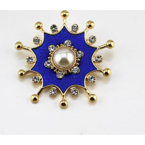 2019 free shipping European American style Enamel Inlaid semi-precious stones Wild temperament blue flower brooch