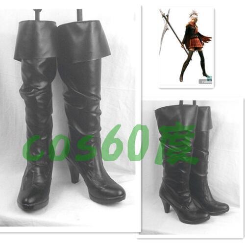 Final Fantasy XIII Sazh Katzroy Black Lomg Cosplay Boots Shoes S008