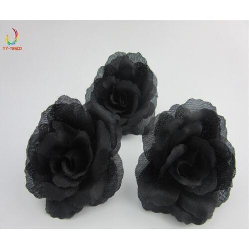 100pcs Artificial Flowers Silk Roses Heads For Wedding Decoration Party Scrapbooking 7cm black Floral Wreath Home Accessories