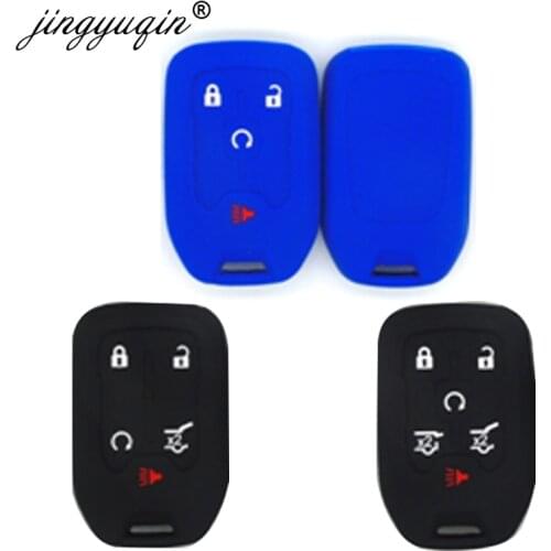 Jingyuqin 50pcs 4/5/6 Buttons Soft Silicone Car Key Cover For Chevrolet 2015 2016 Gmc Yukon Suburban Tahoe Smart Key Case