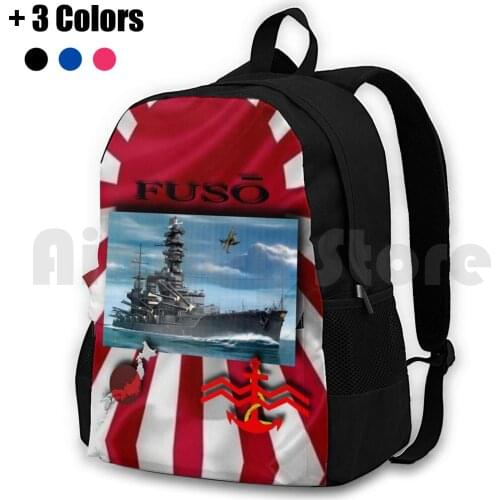 Battleship " Fuso " Outdoor Hiking Backpack Waterproof Camping Travel Warships Ships Japan Idea Online Games Armed Forces
