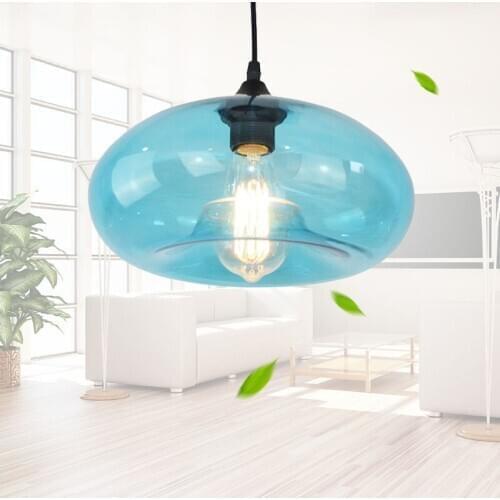 Modern Simple Blue Glass Chandelier Restaurant Clothing Store Creative Art Bedroom Study Living Room Single Head Chandelier
