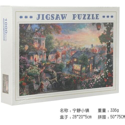 1000pcs Jigsaws Oil painting quiet town Scenery Photo for Family Game Children Adult Relief Stress Toy Hotel Room Decoration