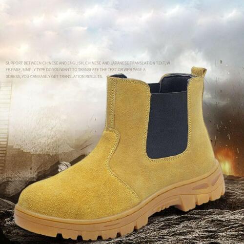 Mens Safety Khaki Shoes And Hat Steel Head Safety Shoes Smash-Proof Stab-Resistant Breathable Leather Soft Work Boots DXZ017