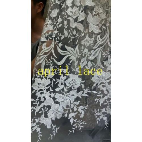 MX137 offwhite/pink haute couture sequin embroidery tulle lace for evening dress/sawing/wedding,fast ship all over world