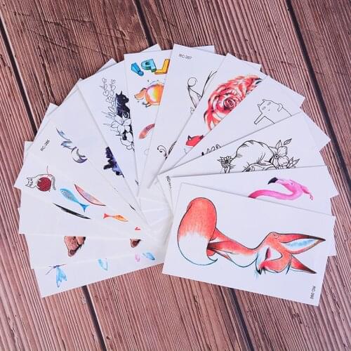 1 Sheet Beauty Decal Waterproof Tattoo Sticker Butterfly fox bear Animal Pattern Women Girl Body Art Temporary Tattoo Removable