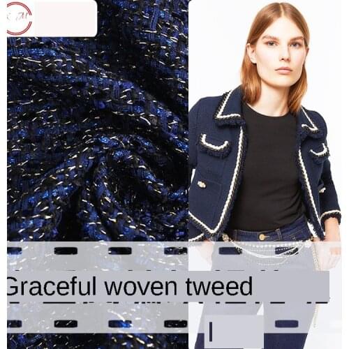 2020 new gold silk small fragrant wind fabric 400gsm autumn and winter high-end tweed woven fabric big belly yarn woolen fabric