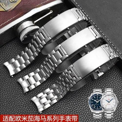 Solid Stainless Steel Watchbands for Omega Seahorse 007 Mens Stainless Steel Watch Strap 20mm Men"s Watch Band