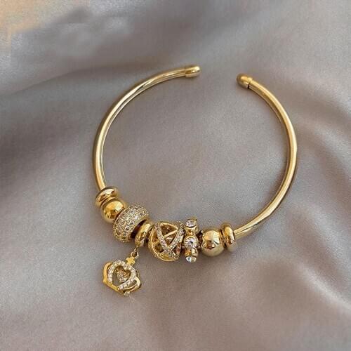 Luxury Crystal Crown Charm Bracelets&Bangles Gold Bracelets For Women Jewellery Pulseira Feminina Bracelet