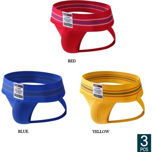 JOCKMAIL 3-Pack Mens Thong Wide Waistband Breathable Elastic U Convex Pouch Hip Lifting Rear Air Sports Gay Sexy Double G-String