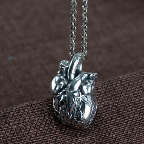 Thai silver restoring ancient ways modeling process of silver pendants wholesale men skeleton heart silver ornaments