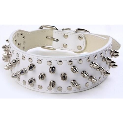 High Quality Rivet Dog Collar 2" Wide Anti-bite Leather Dog Collars Pitbull Big Dog Collar German Shepherd Mastiff Rottweiler