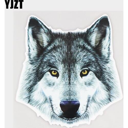 YJZT 15.6×16.5CM Art Wolf Head Fashion Rear Windshield Stickers Personality Car Decoration Accessories 21A-0882