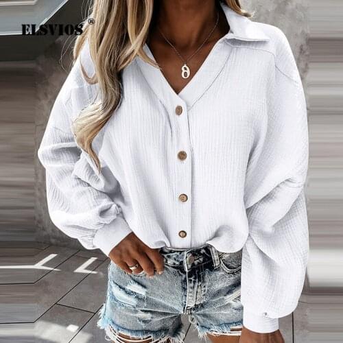 Women Simple New V Neck Lantern Long Sleeves Shirts Top Autumn Winter Casual Fashion Buttons Cardigan Elegant Slim Party Blouses
