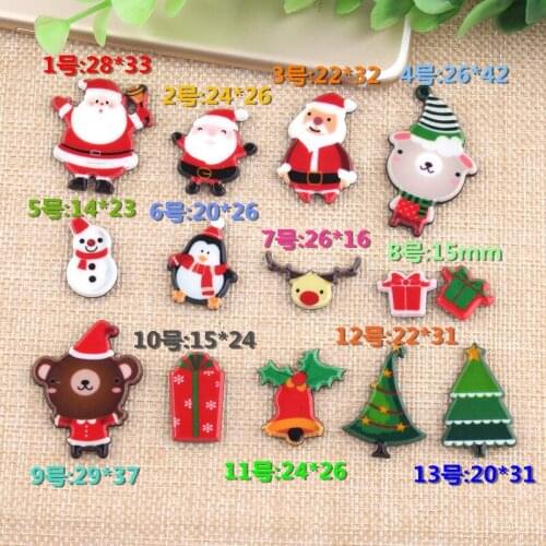10pcs Holiday Santa Claus charms Christmas tree acrylic patches child handmade jewelry materials DIY mobile phone accessories