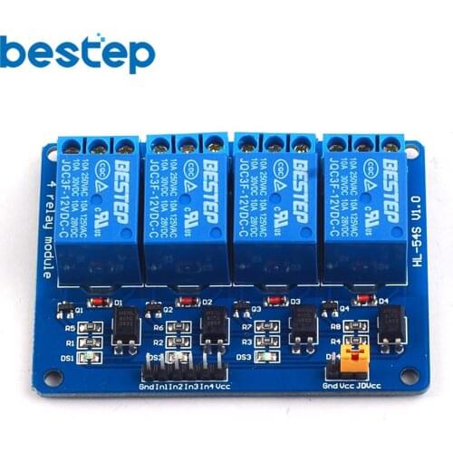 10pcs New 4 Channel Relay Module relay expansion board 12V Low level triggered 4 way relay module for arduino