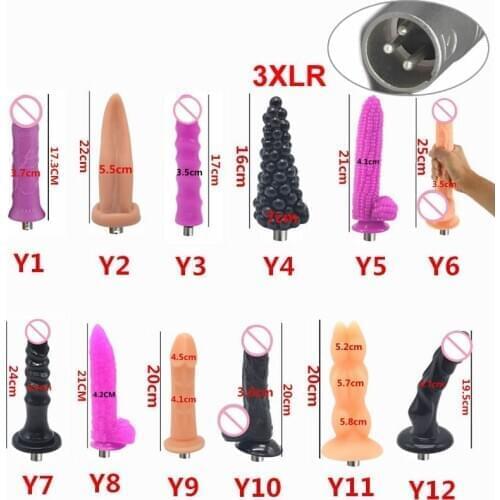 12 Types 3XLR Connector Sex Machine Attachments Dildos Attachment For Fuckmachine With Big Dildo