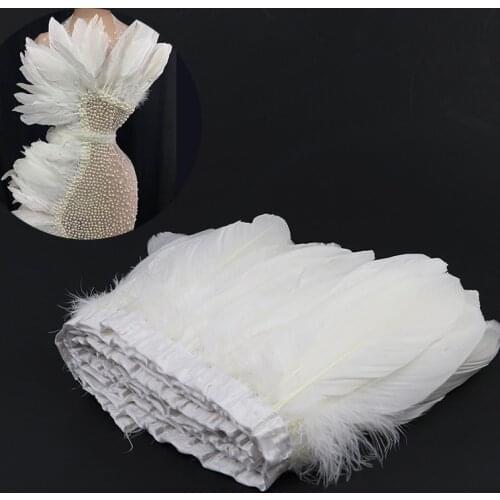 2m/pack White Goose Feather Trims Width 13-18cm Real Swan Feather Ribbon Dyed Dress Skrit DIY Craft Dresses Sewing Accessories