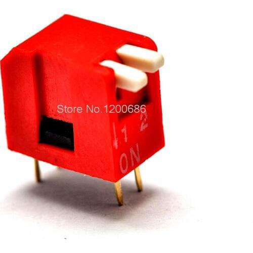 2P DIP switch side toggle switch 2 toggle switch foot pitch 2.54MM red
