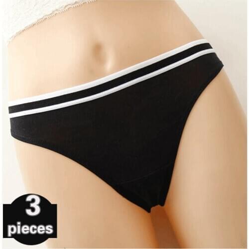 3 pcs Womens underpants cotton women G-string thong Female underwear low-waist sexy lingerie plus size women underwear