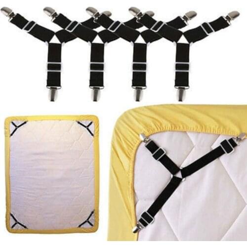 4Pcs Adjustable Crisscross Bed Fitted Sheet Straps Straps Suspenders Gripper Storage Holder Fastener Clip