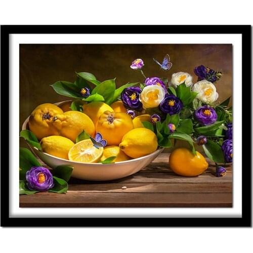 5D Diamond Painting Cross Stitch"Fruit"Home Decoration,Diamond Embroidery Lemon Full Square Crystal sale DIY