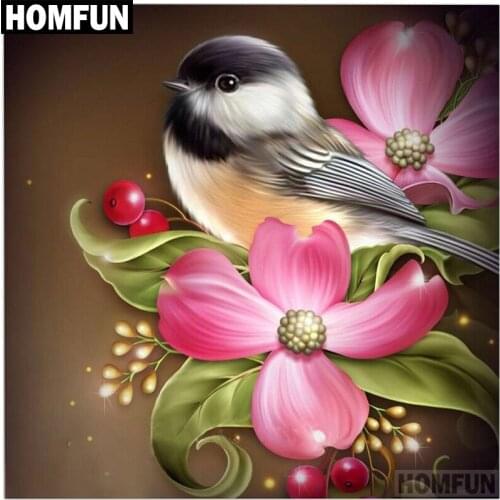 HOMFUN Full Diamond "Bird and Flower" DIY 5D Diamond Painting Cross Stitch Home Decor Picture Of Rhinestone Handmade A00709