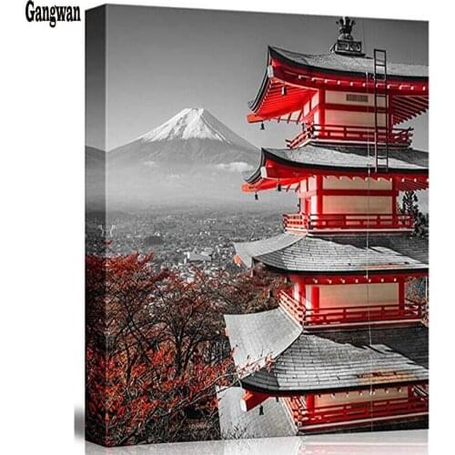 5D DIY Diamond Painting Japanese Mount Fuji cherry landscape Full Square/Round Embroidery Sale Picture Rhinestone Mosaic decor