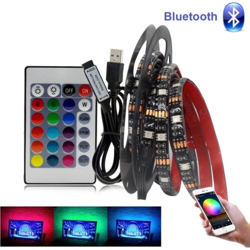 Bluetooth USB LED Strip Light 5050 SMD DC 5V USB RGB Lights Flexible LED Lamp Tape Ribbon RGB TV Desktop Diode Tape adapter