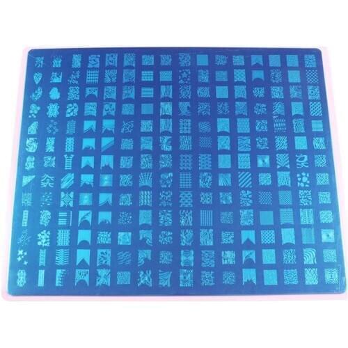 Big Size Nail Art Template Image NK03 Stamping Plate Nail Tools More Different Designs With Pink Plastic Holder